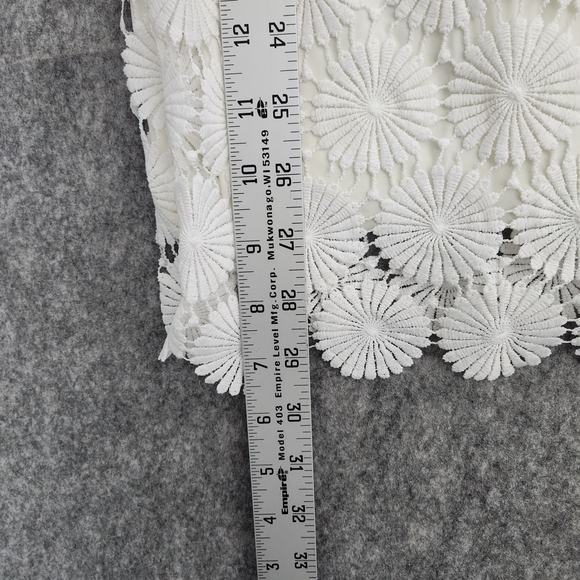 Trina Turk Bardot Floral Daisy Crochet Off Shoulder Midi Dress Women's S White - Picture 7 of 7